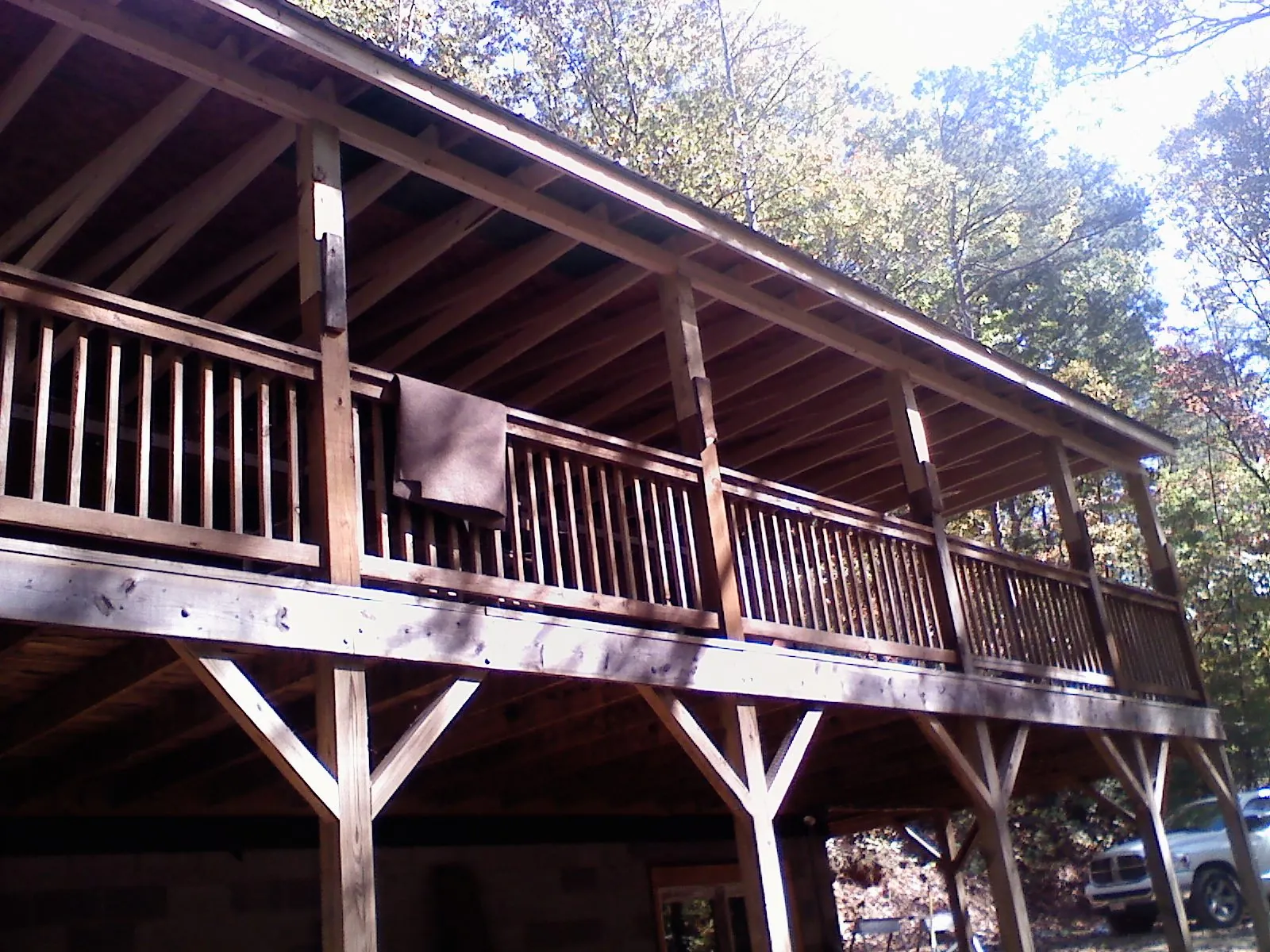 Timber framing under a new elevated porch and deck — Roof Leak Repair in Collegeville by Roofing Brothers